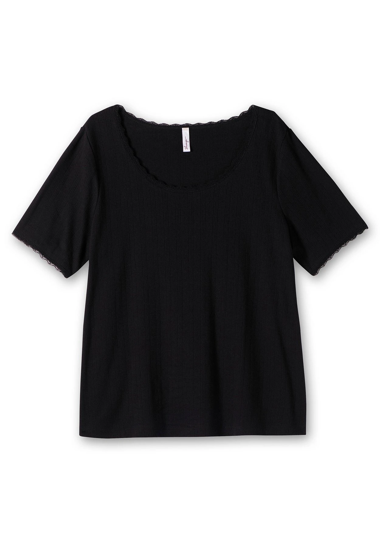 Sheego Rippshirt Im Ajourmuster, Mit Spitzendetails 3 Sheego Rippshirt Im Ajourmuster, Mit Spitzendetails – Bild 3
