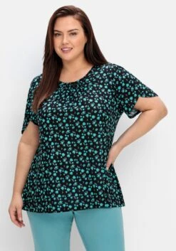 Sheego Shirt Mit Blumen Und Dekorativen Ärmeln