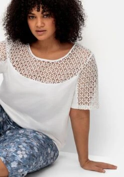 Sheego Jerseyshirt Mit Spitzenpasse -Shego Kleidung Geschaft 14890200010 04Q4K 02 SH