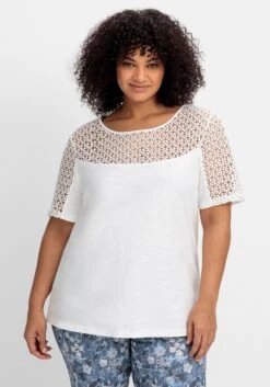 Sheego Jerseyshirt Mit Spitzenpasse