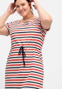 Sheego Gestreiftes Jerseykleid Mit Taillen-Tunnelzug -Shego Kleidung Geschaft 14892401786 04QDP 02 SH