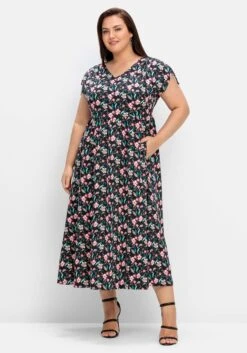 Sheego Jerseykleid Mit Blumenprint Und Weitem Rock