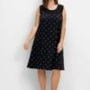 Sheego Ärmelloses Jerseykleid Mit Punktedruck