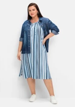 Sheego Midikleid Mit Streifen, In Leichter A-Linie -Shego Kleidung Geschaft 14895001971 04QRD 02 SH