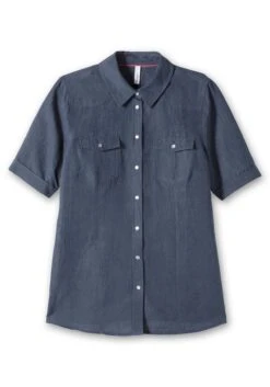 Sheego Hemdbluse Im Leinen-Mix, Mit Druckknopfleiste -Shego Kleidung Geschaft 14898200030 04QUA 00 SH