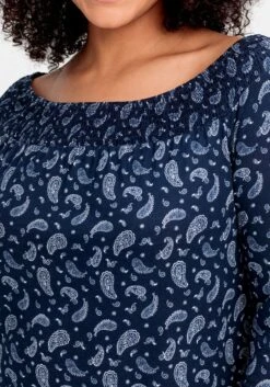 Sheego Carmenshirt Mit Paisleymuster Und 3/4-Arm -Shego Kleidung Geschaft 14905102119 04QV6 02 SH