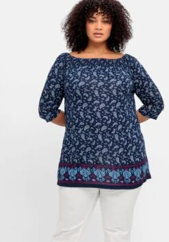 Sheego Carmenshirt Mit Paisleymuster Und 3/4-Arm -Shego Kleidung Geschaft 14905102119 04QV7 02 SH