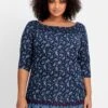 Sheego Carmenshirt Mit Paisleymuster Und 3/4-Arm