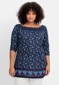 Sheego Carmenshirt Mit Paisleymuster Und 3/4-Arm