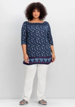 Sheego Carmenshirt Mit Paisleymuster Und 3/4-Arm -Shego Kleidung Geschaft 14905102119 04QVC 02 SH