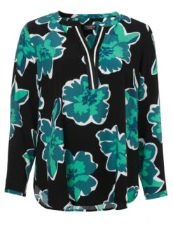 Tunika Mit Blumenprint Und V-Schlitz