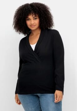 Langarmshirt Mit Tiefem Reverskragen