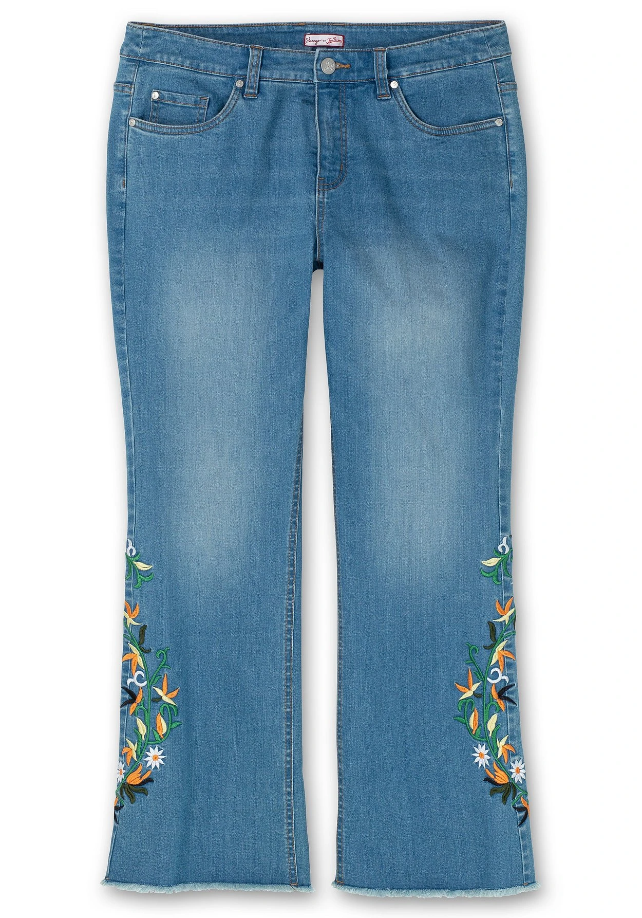 Bootcut-Jeans Mit Blumenstickerei Und Fransensaum 4 Bootcut-Jeans Mit Blumenstickerei Und Fransensaum – Bild 4