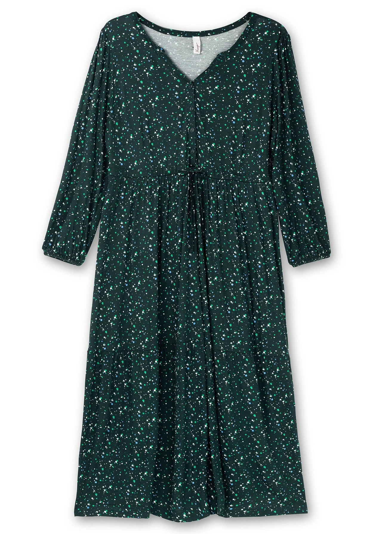 Sheego Jerseykleid Mit Minimalprint Und Taillen-Tunnelzug 4 Sheego Jerseykleid Mit Minimalprint Und Taillen-Tunnelzug – Bild 4