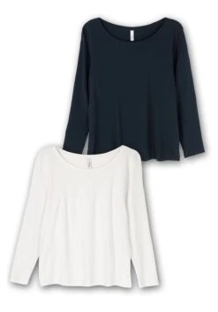 Sheego Leicht Tailliertes Langarmshirt Im Doppelpack -Shego Kleidung Geschaft 15009802246 04V3P 00 SH