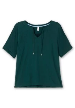 Sheego Shirt Im Material-Mix, Mit Bindeband Am Ausschnitt -Shego Kleidung Geschaft 15014101685 04UNJ 00 SH