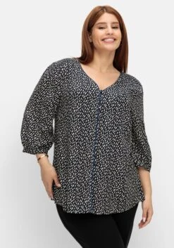 Sheego Bluse In Petite-Passform, Mit Alloverdruck